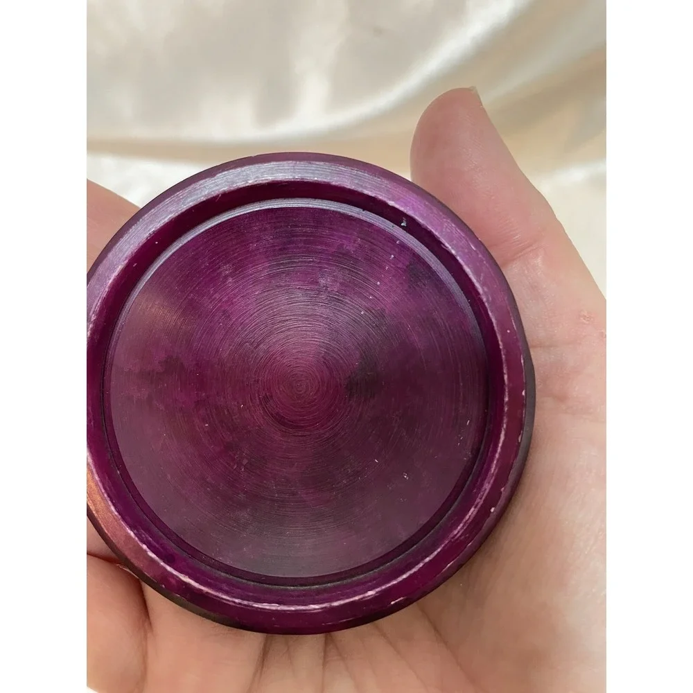 Hand Carved Purple Plum Trinket Box w/Flowers & Butterflies Soap Stone W/ Lid